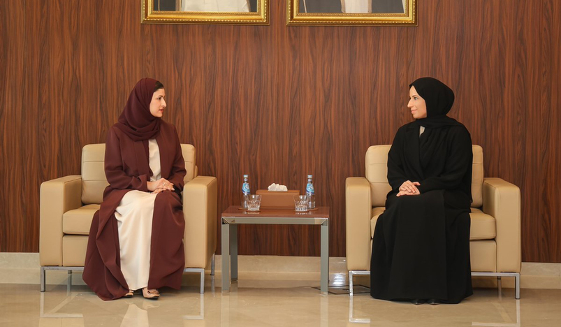 Buthaina bint Ali Al Jabr Al Nuaimi with Sarah bint Yousif Al Amiri